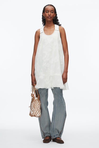 Flocked Organza Trapeze Dress