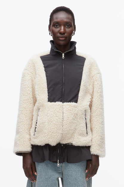 Flounce Hem Sherpa Jacket