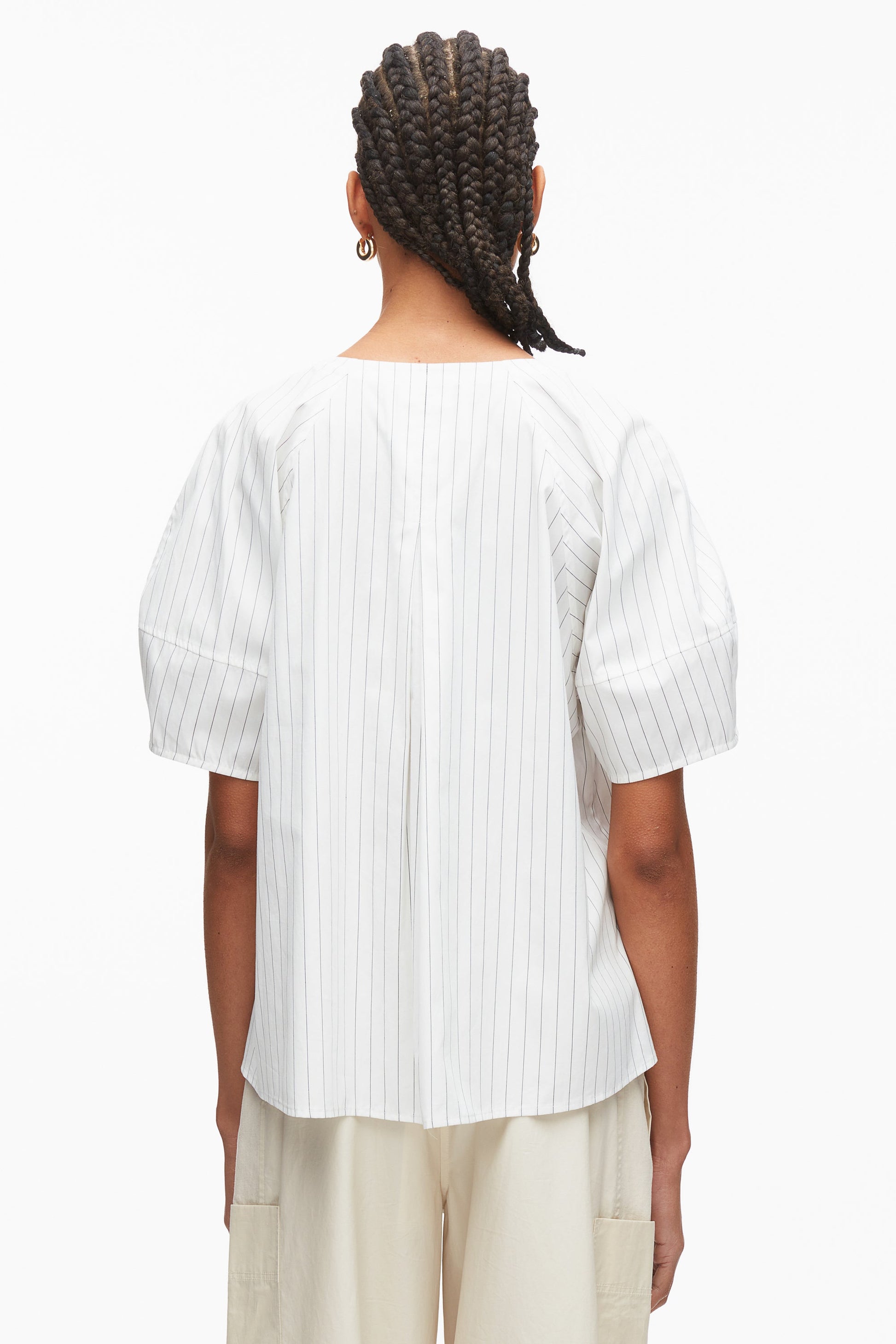 Stripe Lantern Sleeve Shirt