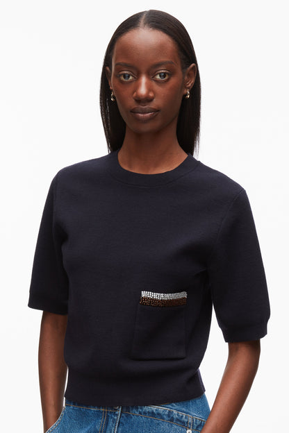 Beaded Embellishment Knit Top