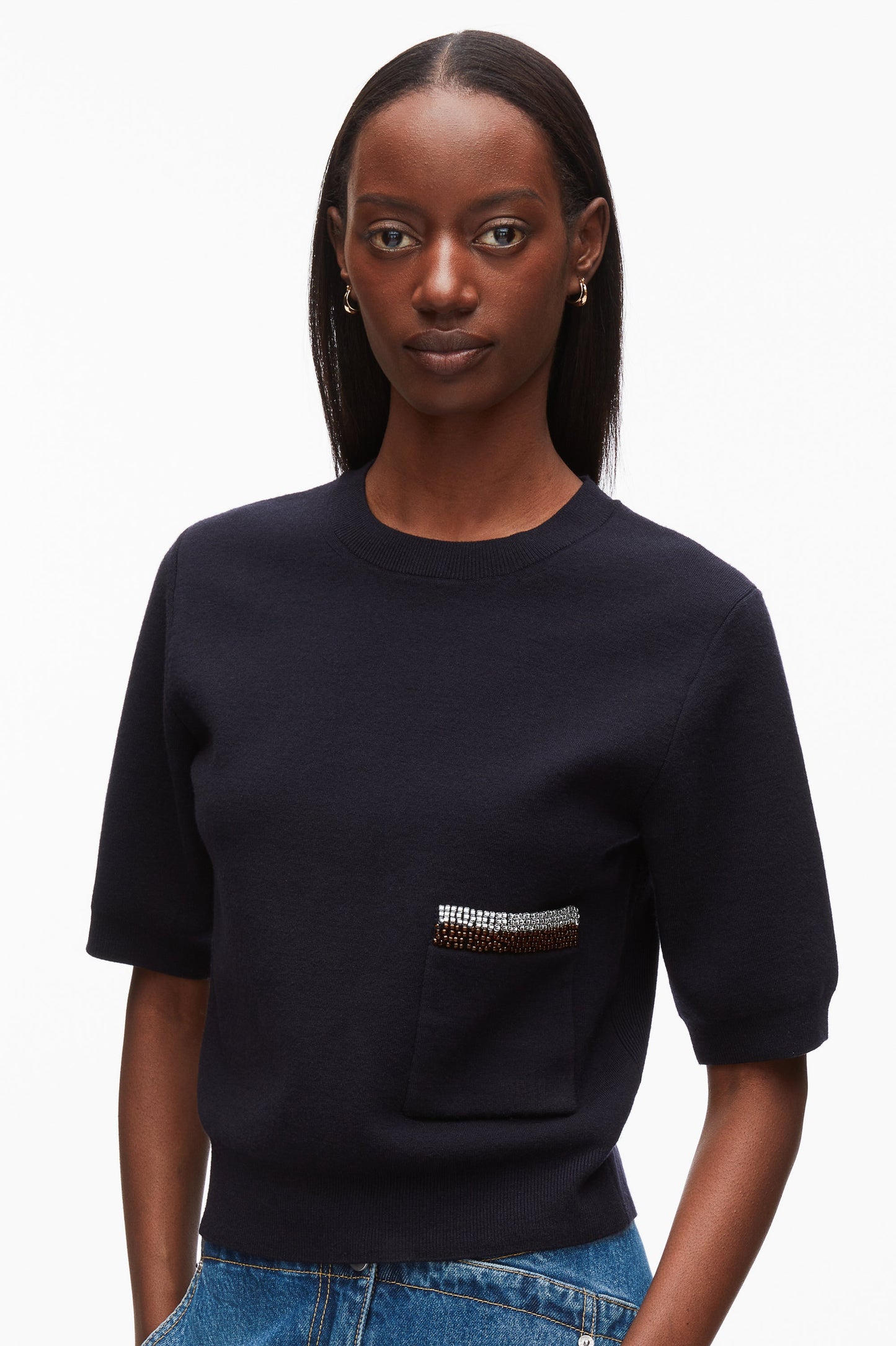 Beaded Embellishment Knit Top